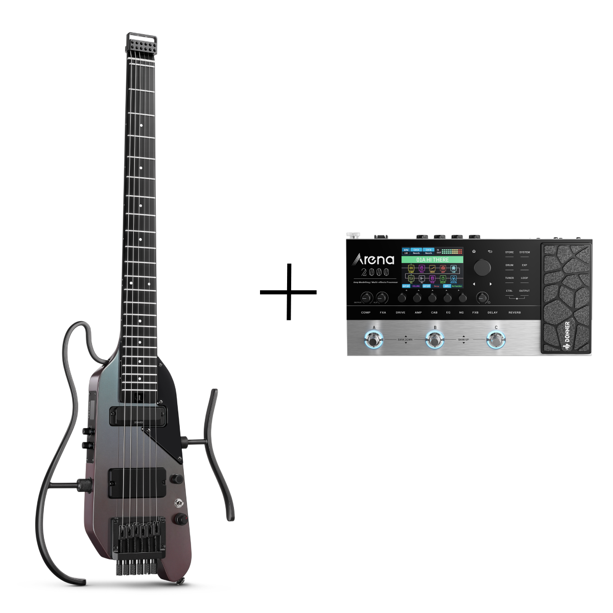Guitare de voyage électrique Donner HUSH™ X PRO