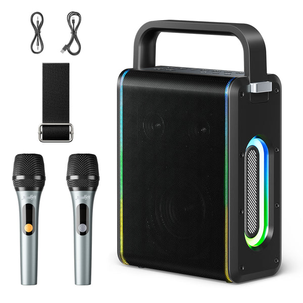 Moukey MPS5 Portable Karaoke Machine, 200W Peak Power Bluetooth Speake