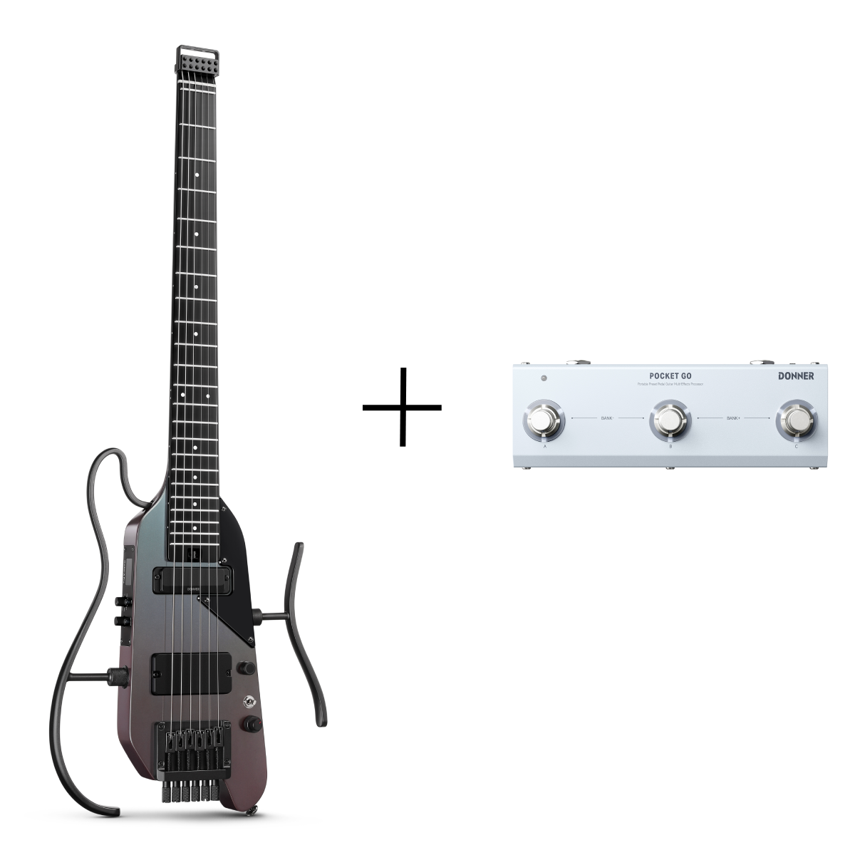 Guitare de voyage électrique Donner HUSH™ X PRO