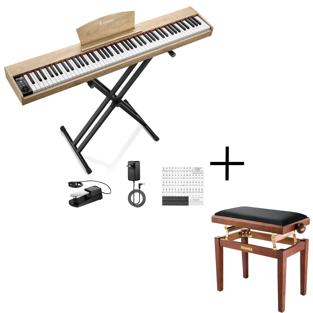 Donner DEP-1S Velocity-Sensitive Digital Piano-Light Wood##