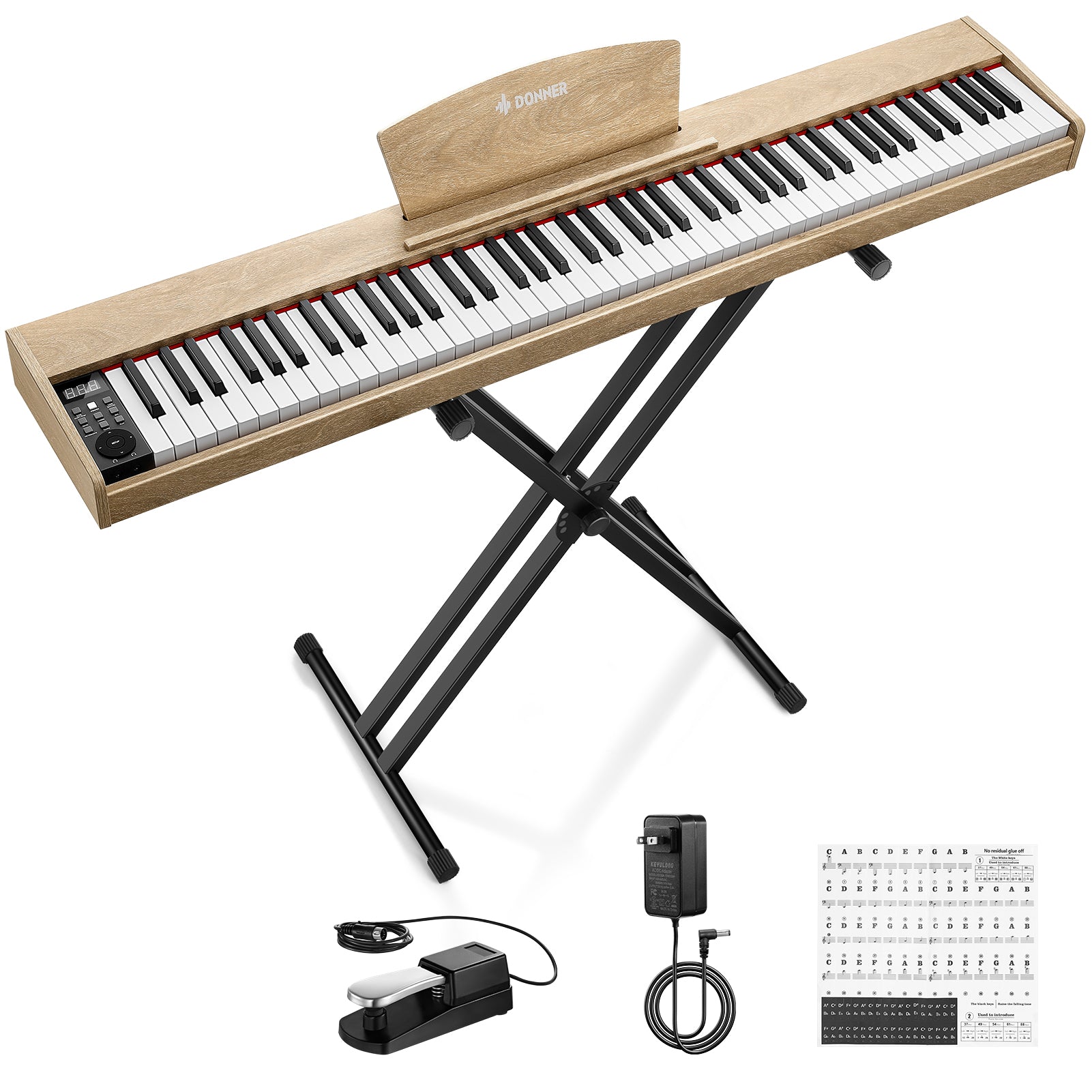 Donner DEP-1S Velocity-Sensitive Digital Piano-Light Wood##