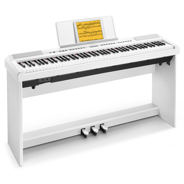 Donner DEP-20 Portable 88 Key Weighted Digital Piano with Furniture Stand & 3 Pedal-White##