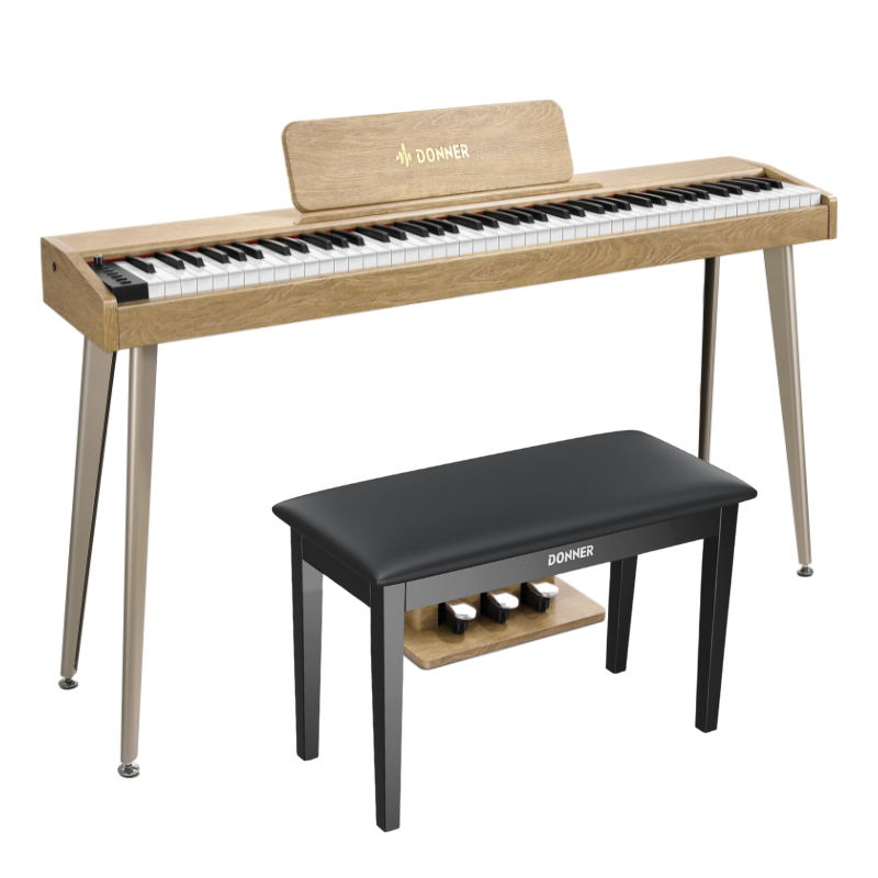Donner DDP-60 88-Key Semi-Weighted Wooden Upright Digital Piano with 3-Pedal for Beginner