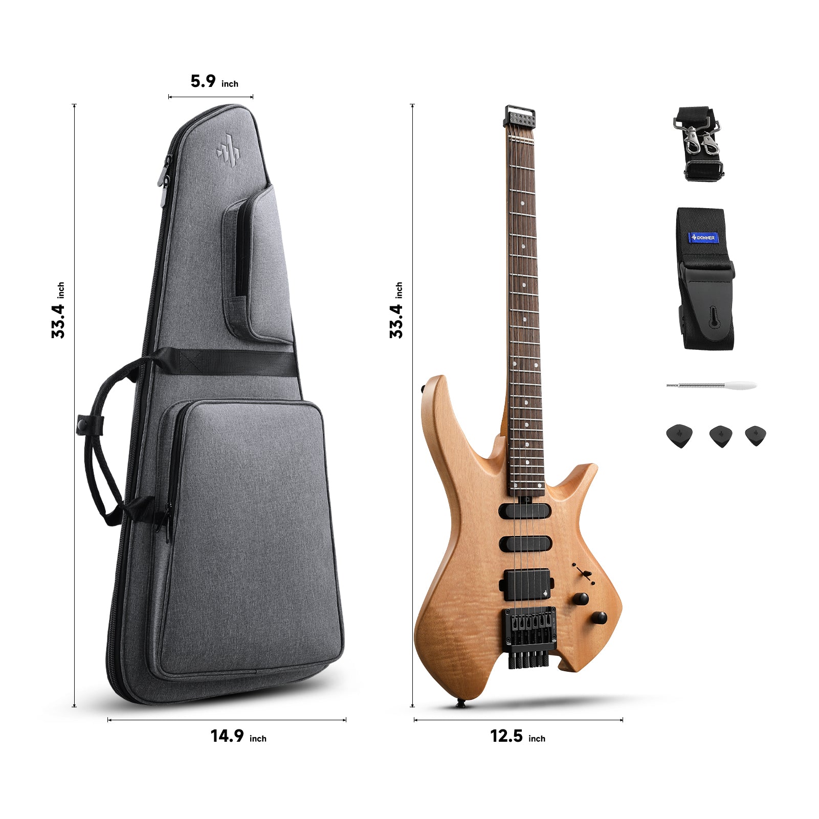 Donner HLX-500 Headless Electric Guitar(NHL-500)