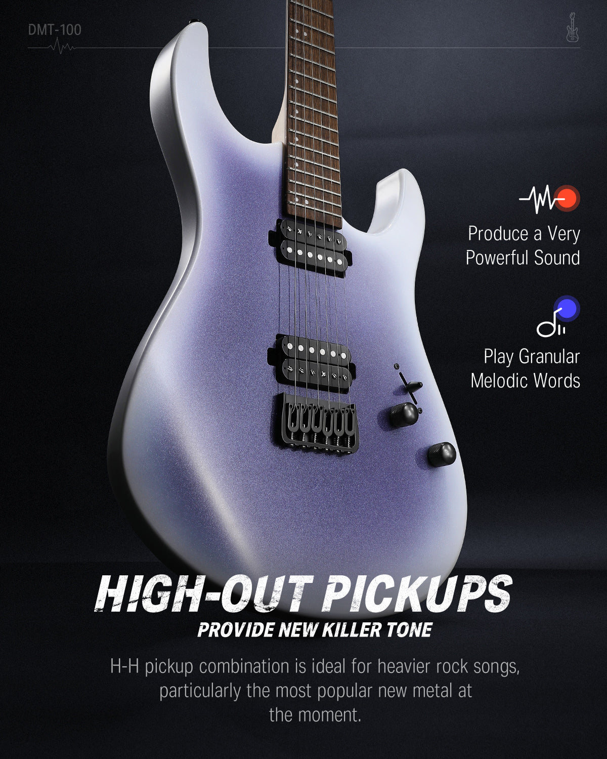 Donner DMT-100 39 Inch Metal Electric Guitar Kit Solid Body for Rock Beginner