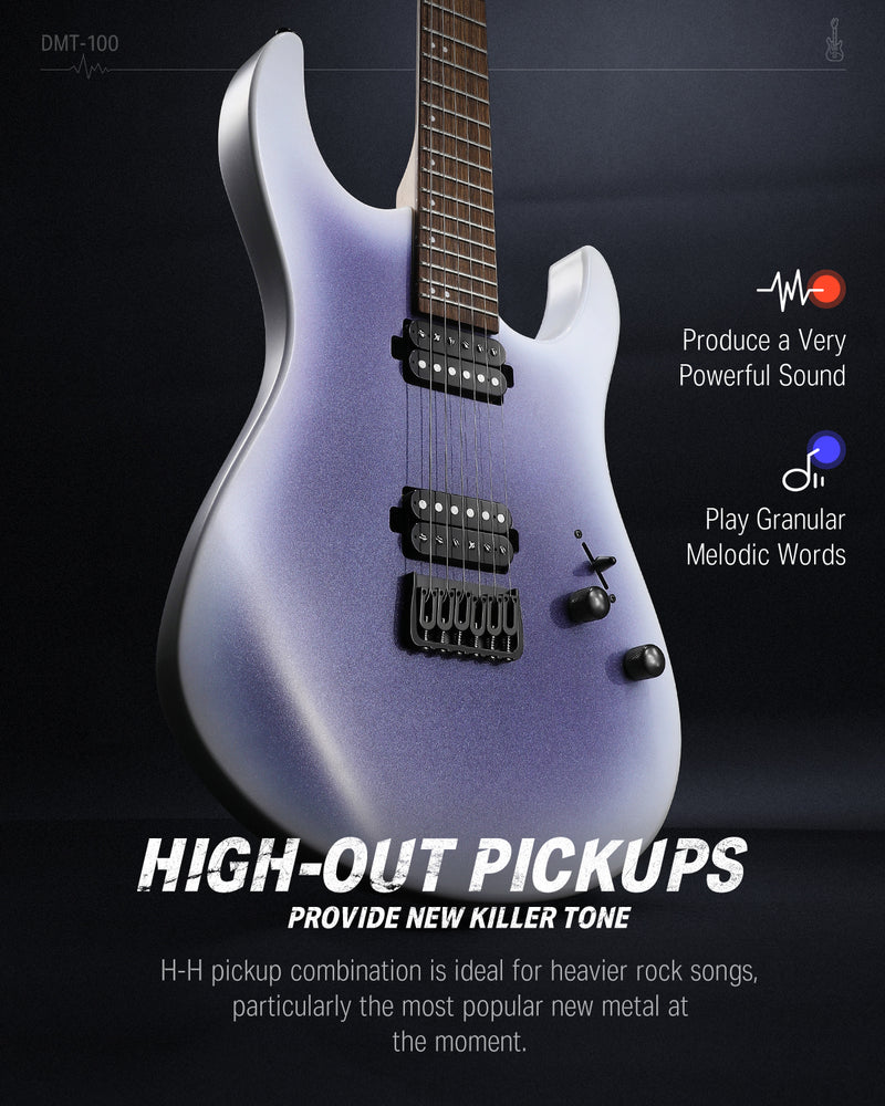 Donner DMT-100 39 Inch Solid Body Metal Rock Electric Guitar Beginner Kit