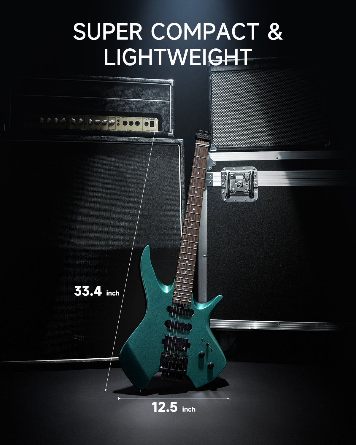 Donner HLX-500 Headless Electric Guitar-Sherwood Green##