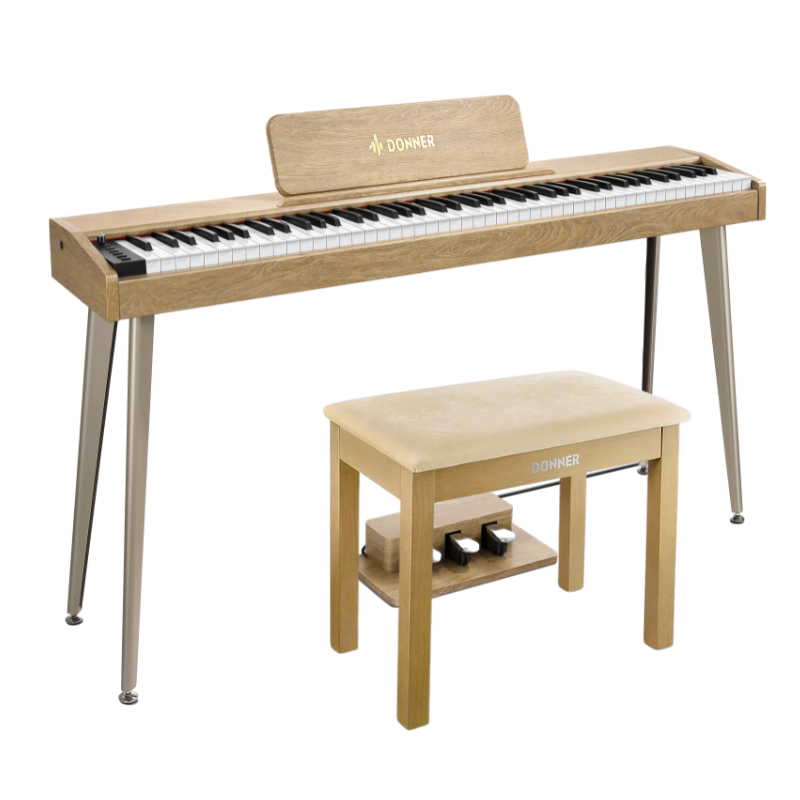Donner DDP-60 88-Key Semi-Weighted Wooden Upright Digital Piano with 3-Pedal for Beginner