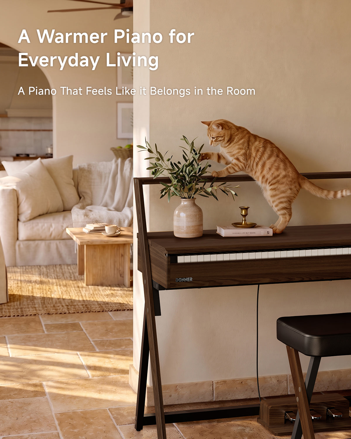Donner OURA R300 Home Digital Piano-Walnut##