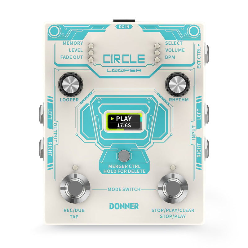 Donner Circle Looper Guitar Pedal with Drum Machine Time Display