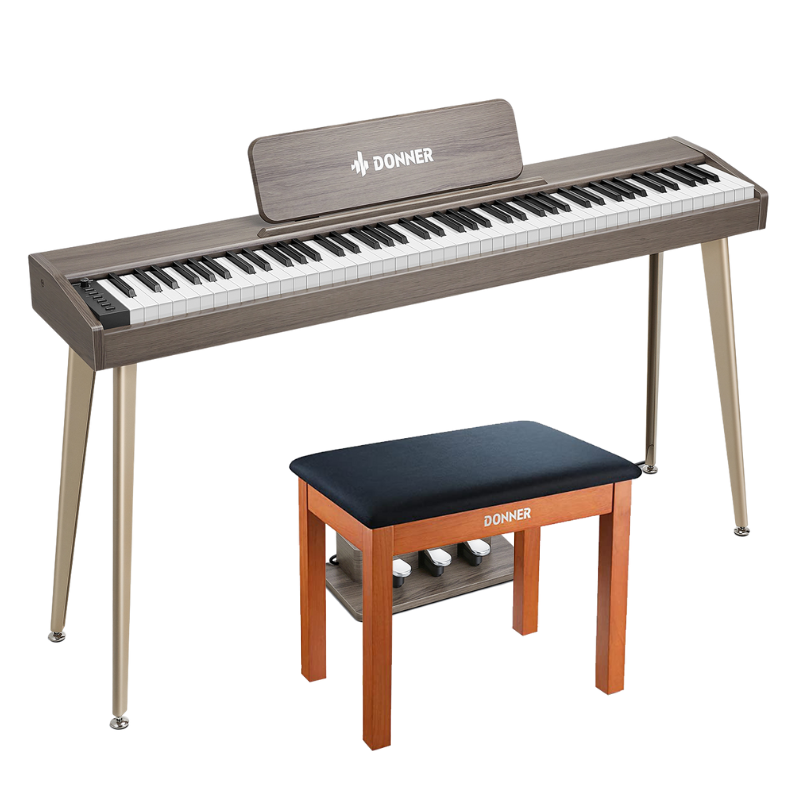 Donner DDP-60 88-Key Semi-Weighted Wooden Upright Digital Piano with 3-Pedal for Beginner