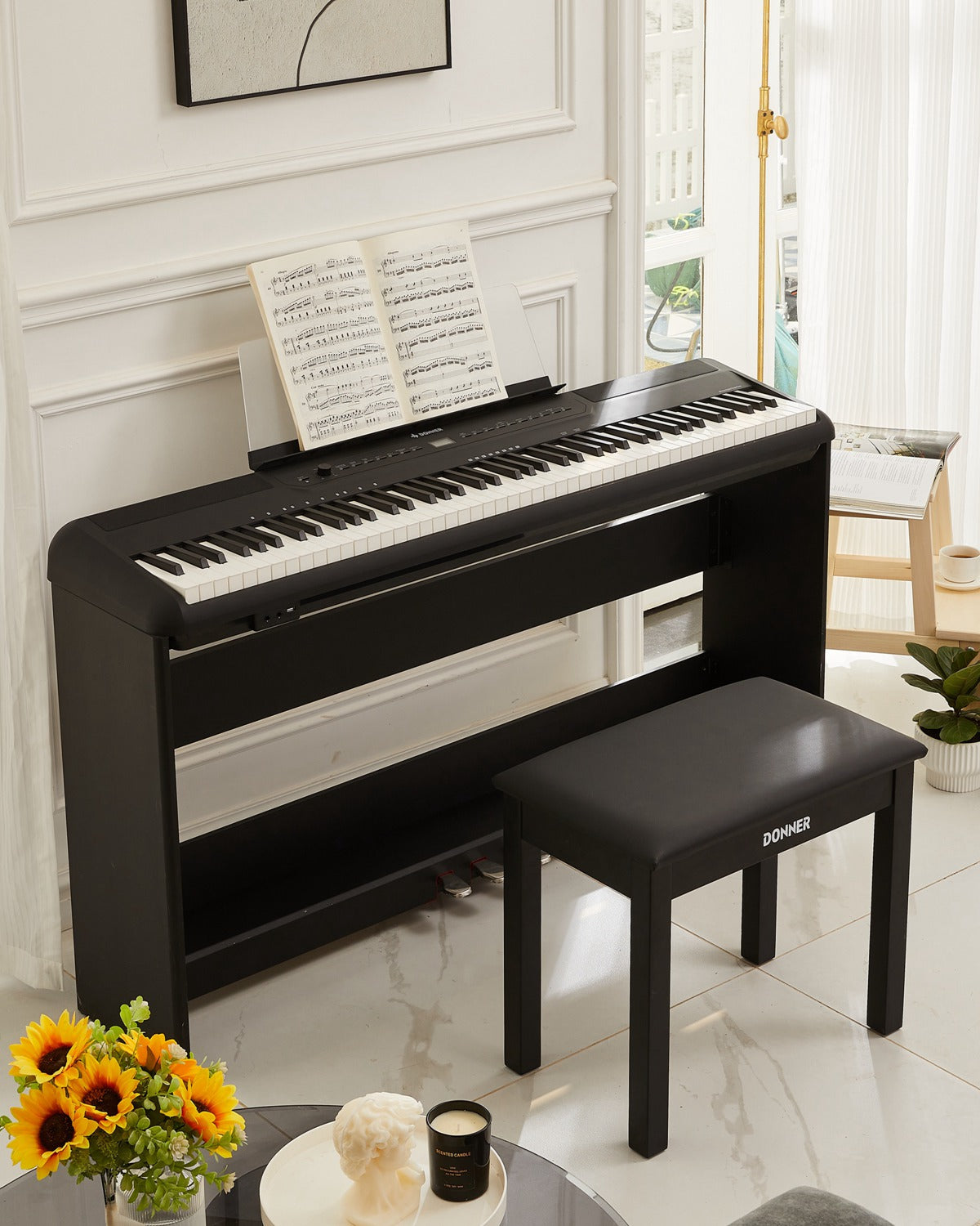Donner SE-1 Pro 88 Key Graded Hammer Action Weighted Digital Piano Arranger Keyboard with Stand