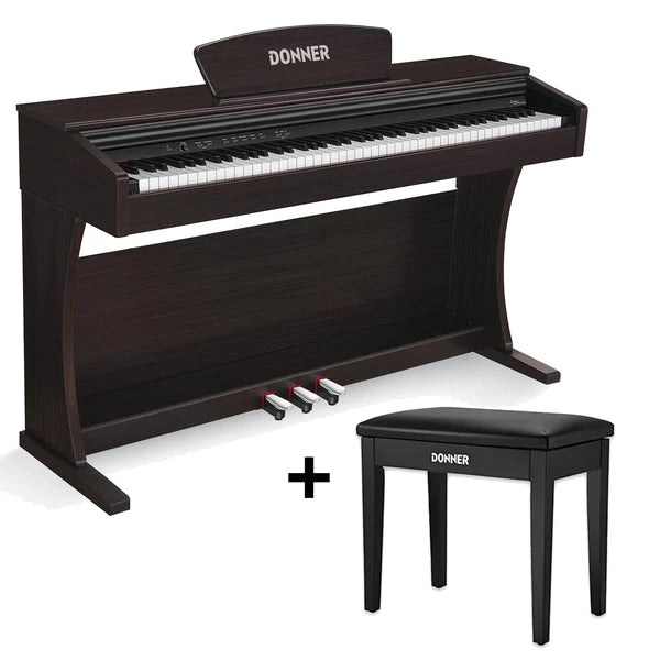 Donner DDP-300 88-Key Graded Hammer-Action Weighted Upright Digital Piano with Bluetooth