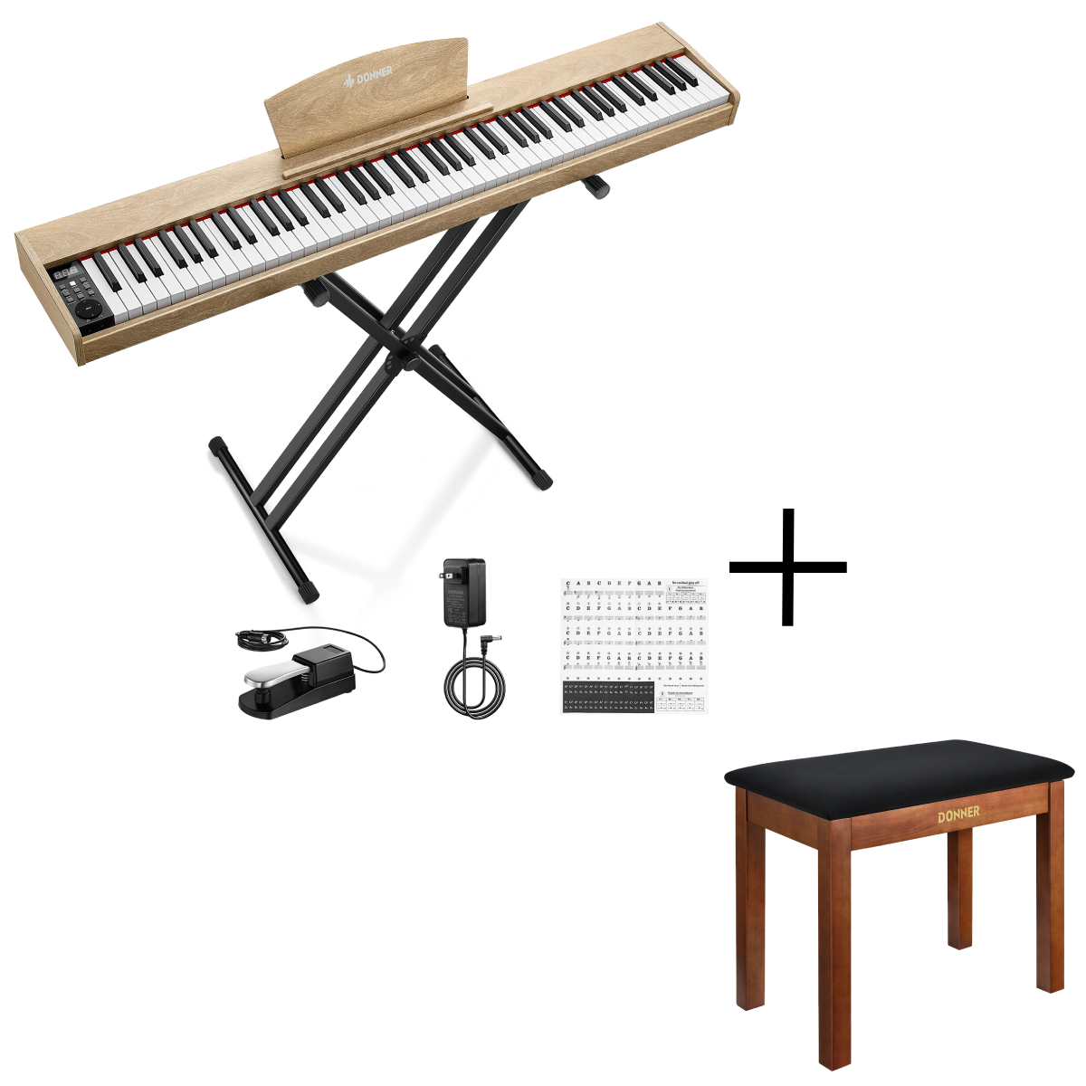 Donner DEP-1S Velocity-Sensitive Digital Piano-Light Wood##