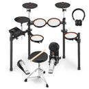 Donner DED-100 Electric Drum Set, Electric Drum for Beginner/Intermediate with Dual Zone Quiet Mesh Drum Pads, Mesh Kick Drum, 30+ Kits and 425 Sounds, Throne, Headphones, Sticks, Melodics Lessons