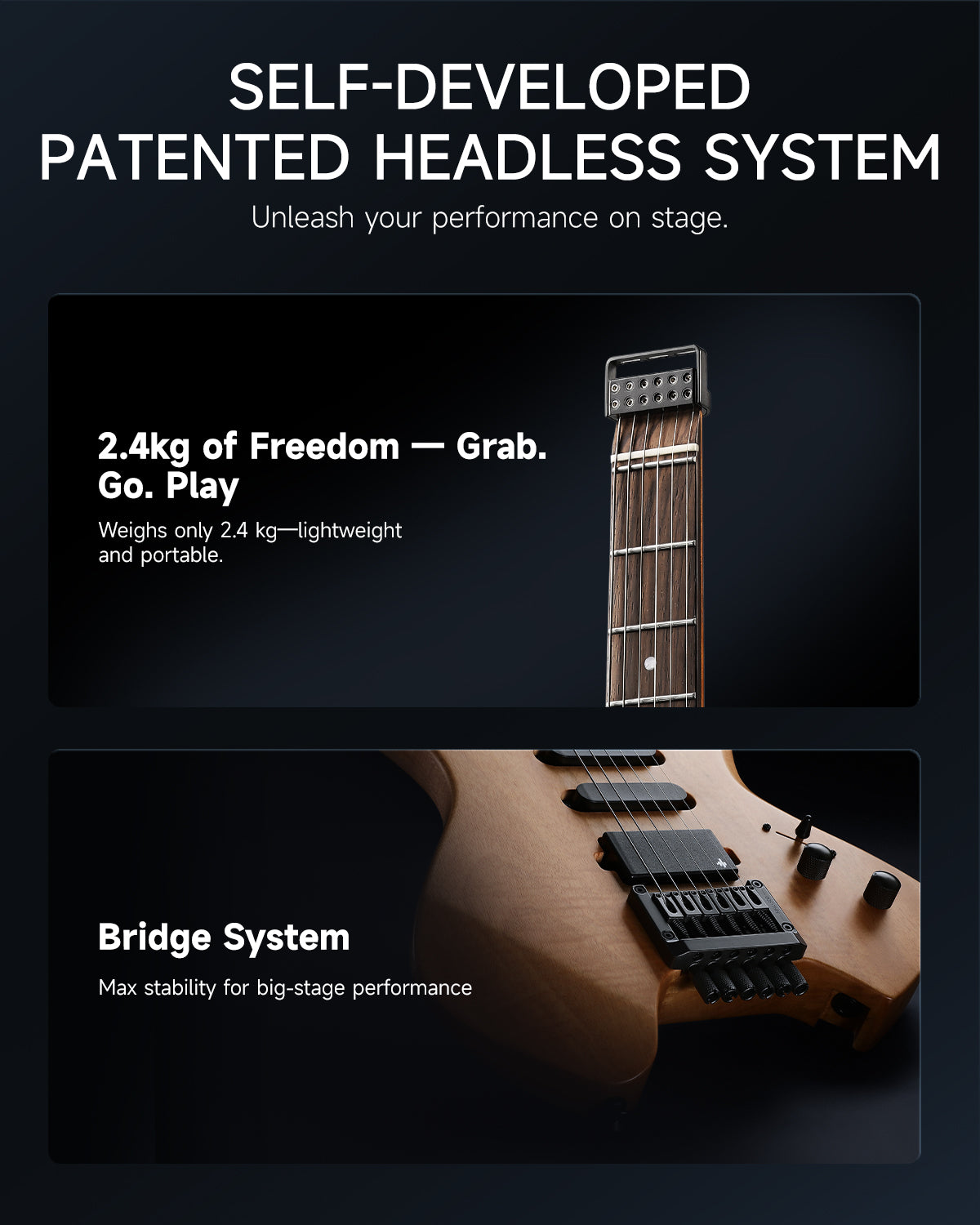 Donner HLX-500 Headless Electric Guitar(NHL-500)