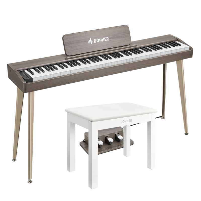 Donner DDP-60 88-Key Semi-Weighted Wooden Upright Digital Piano with 3-Pedal for Beginner