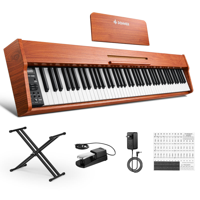 Donner DEP-1S 88 Key Velocity-Sensitive Digital Piano With Stand Wooden Style Keyboard