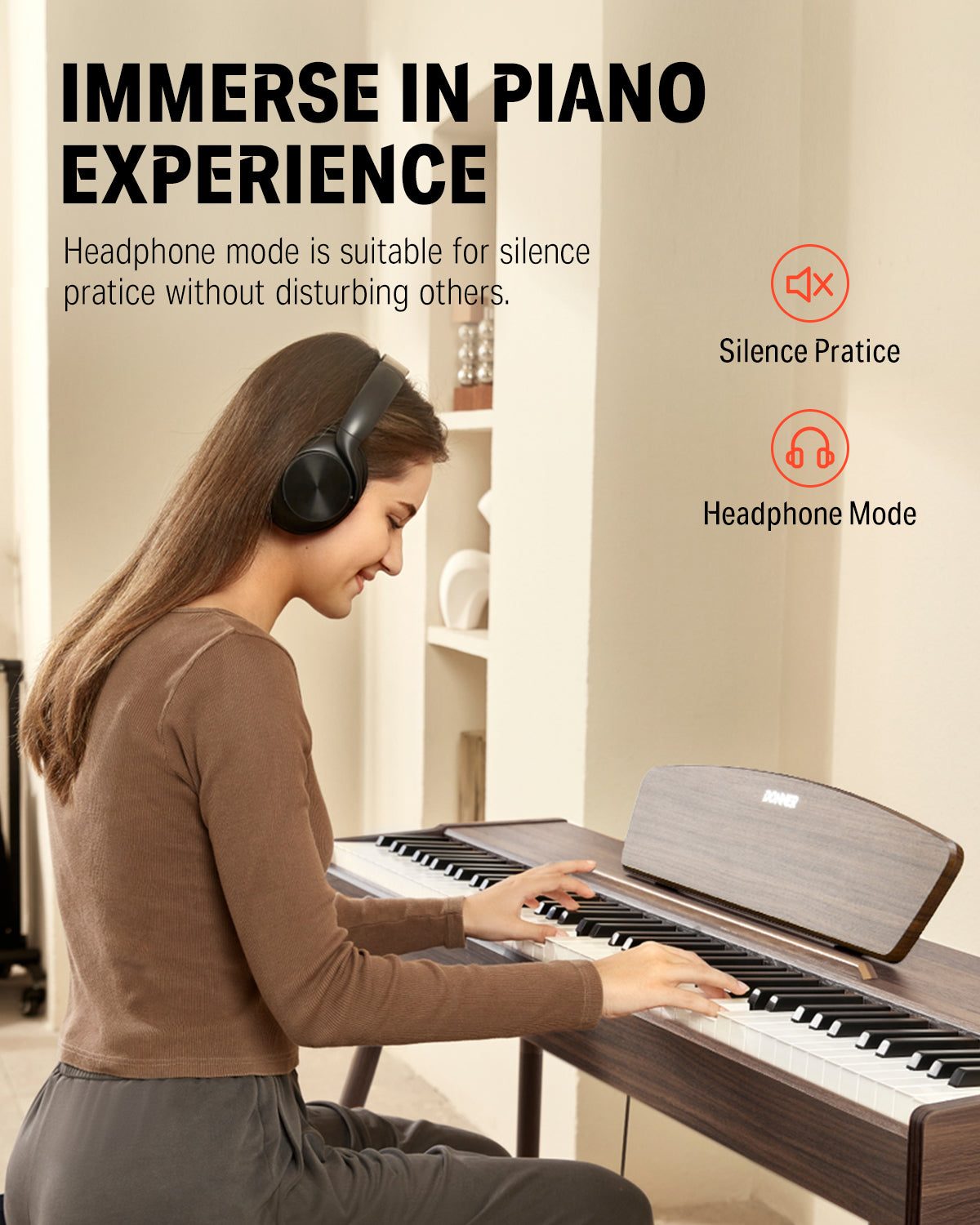 Donner DDP-80 88 Key Wooden Style Home Digital Piano with Weighted Keyboard