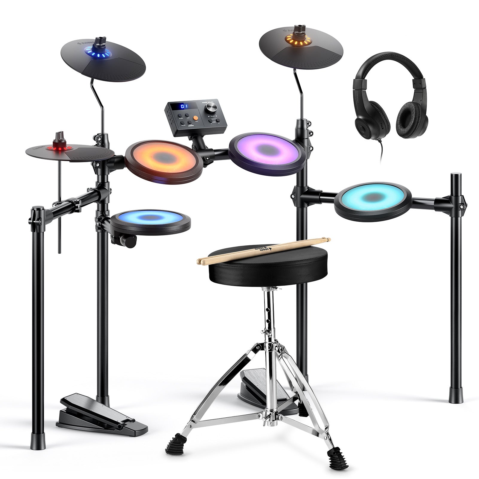 Donner DED-70L Electronic Drum Set with LED Light