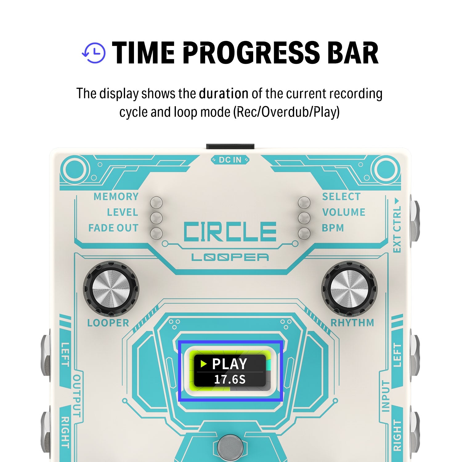 Circle Looper Guitar Pedal with Drum Machine Time Display Donner