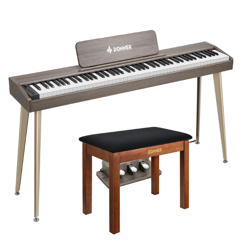 Donner DDP-60 88-Key Semi-Weighted Wooden Upright Digital Piano with 3-Pedal for Beginner
