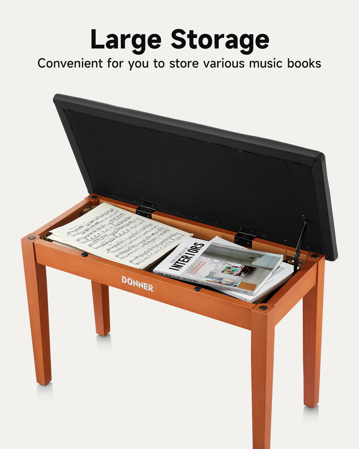 Donner Duet Piano Bench Stool with Storage Wooden