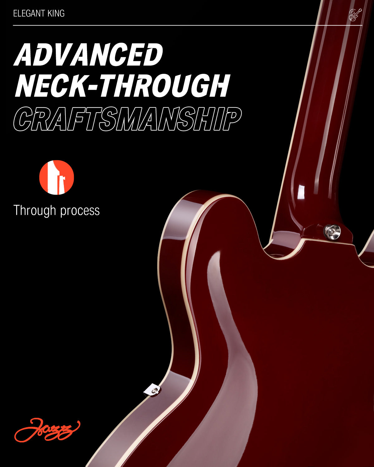 DJP-1000 Semi-Hollow Jazz Guitar with Coil-Splitting & H-H Pickups