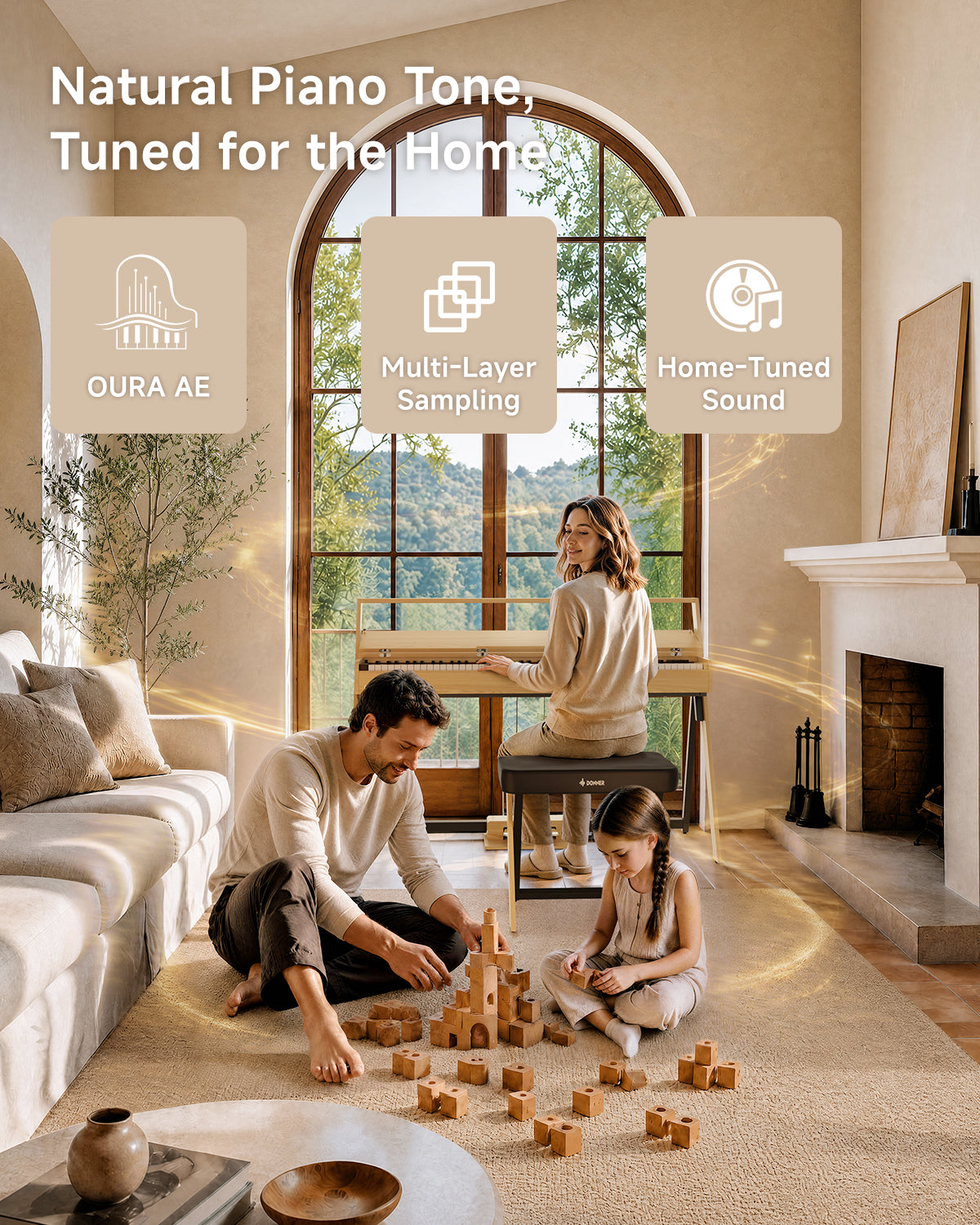 Donner OURA R300 Home Digital Piano-Light Wood##
