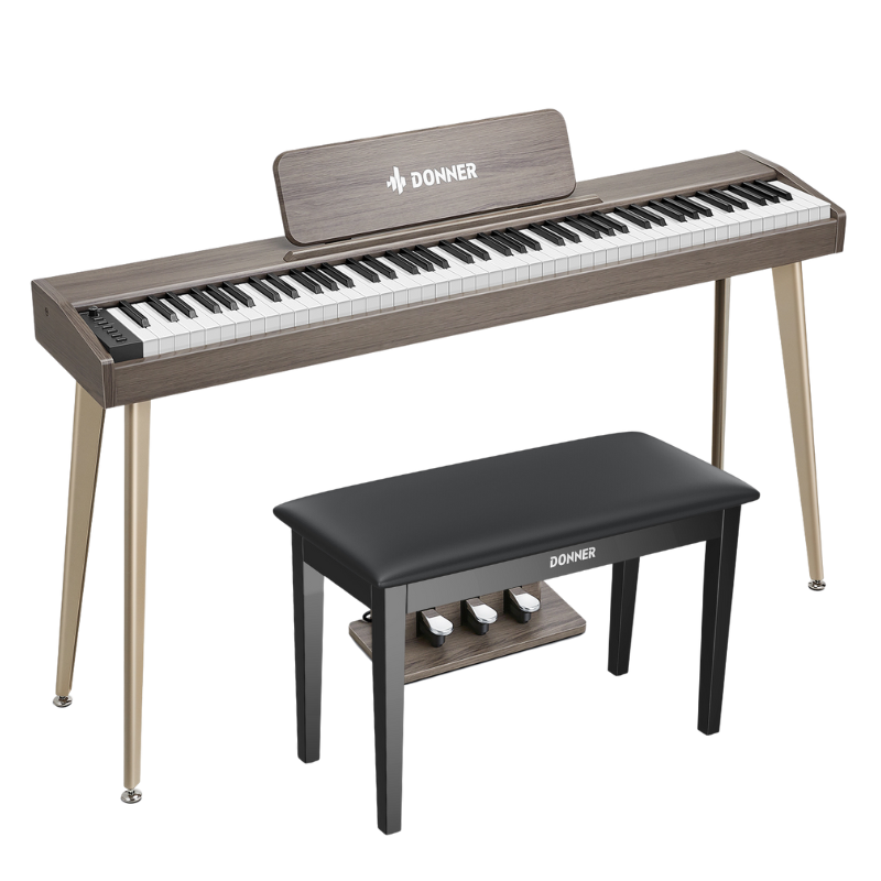 Donner DDP-60 88-Key Semi-Weighted Wooden Upright Digital Piano with 3-Pedal for Beginner