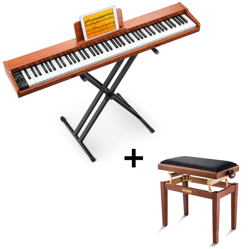 Donner DEP-1S 88 Key Velocity-Sensitive Digital Piano With Stand Wooden Style Keyboard