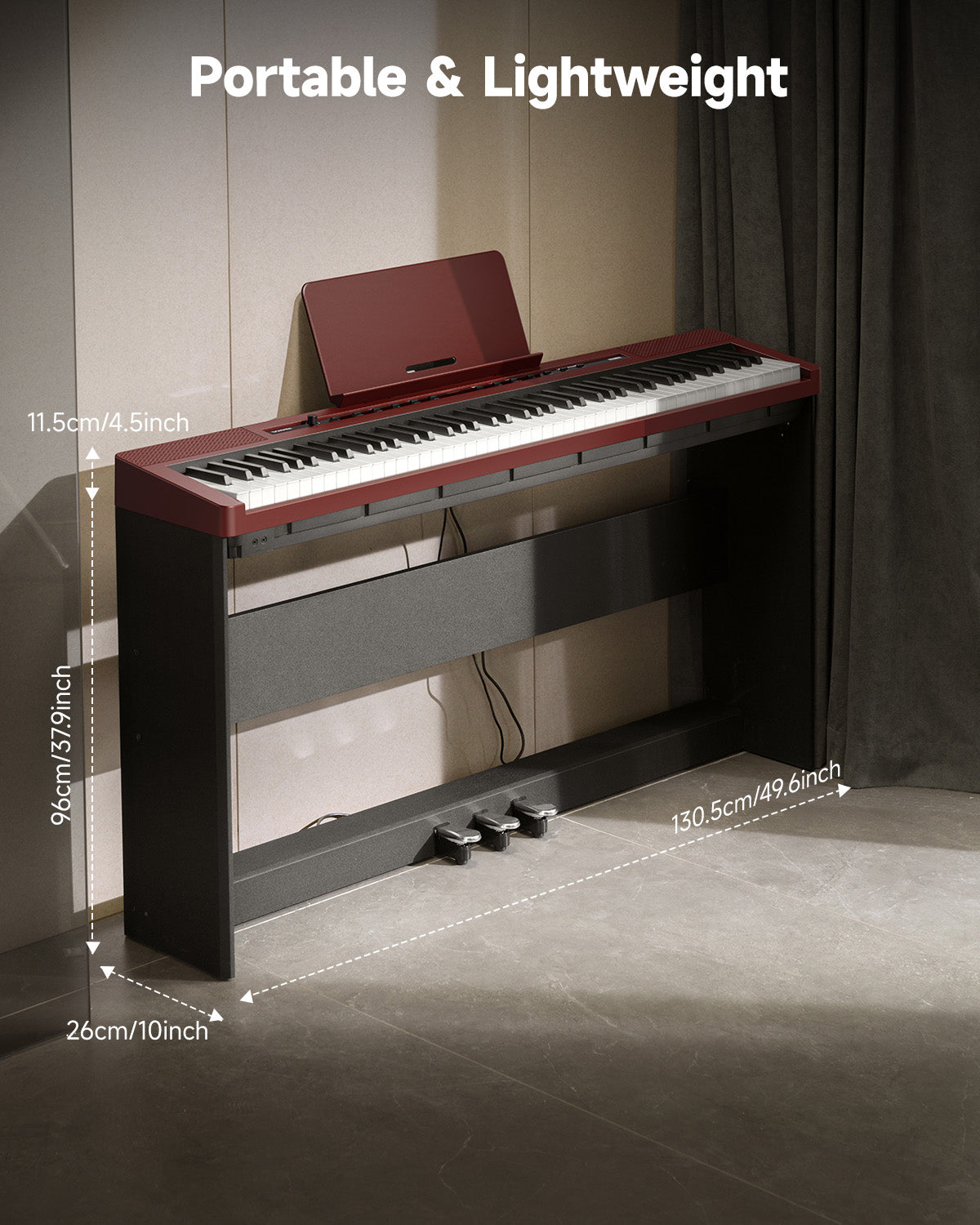 DEP-16 Portable Digital Piano-Piano with Stand RoseWood##