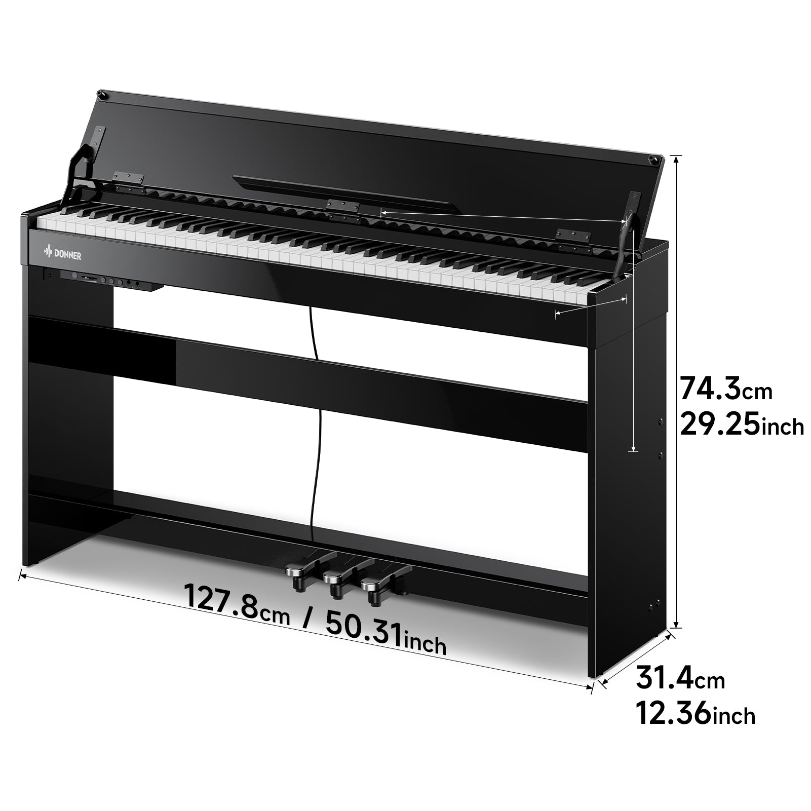 Donner DDP-75 Hammer Action Flip-Top Upright Digital Piano