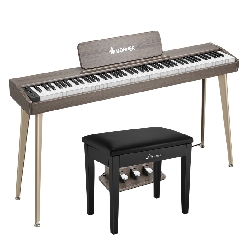 Donner DDP-60 88-Key Semi-Weighted Wooden Upright Digital Piano with 3-Pedal for Beginner