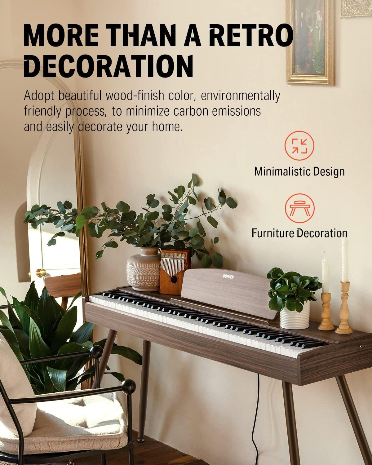 Donner DDP-80 88 Key Wooden Style Home Digital Piano with Weighted Keyboard