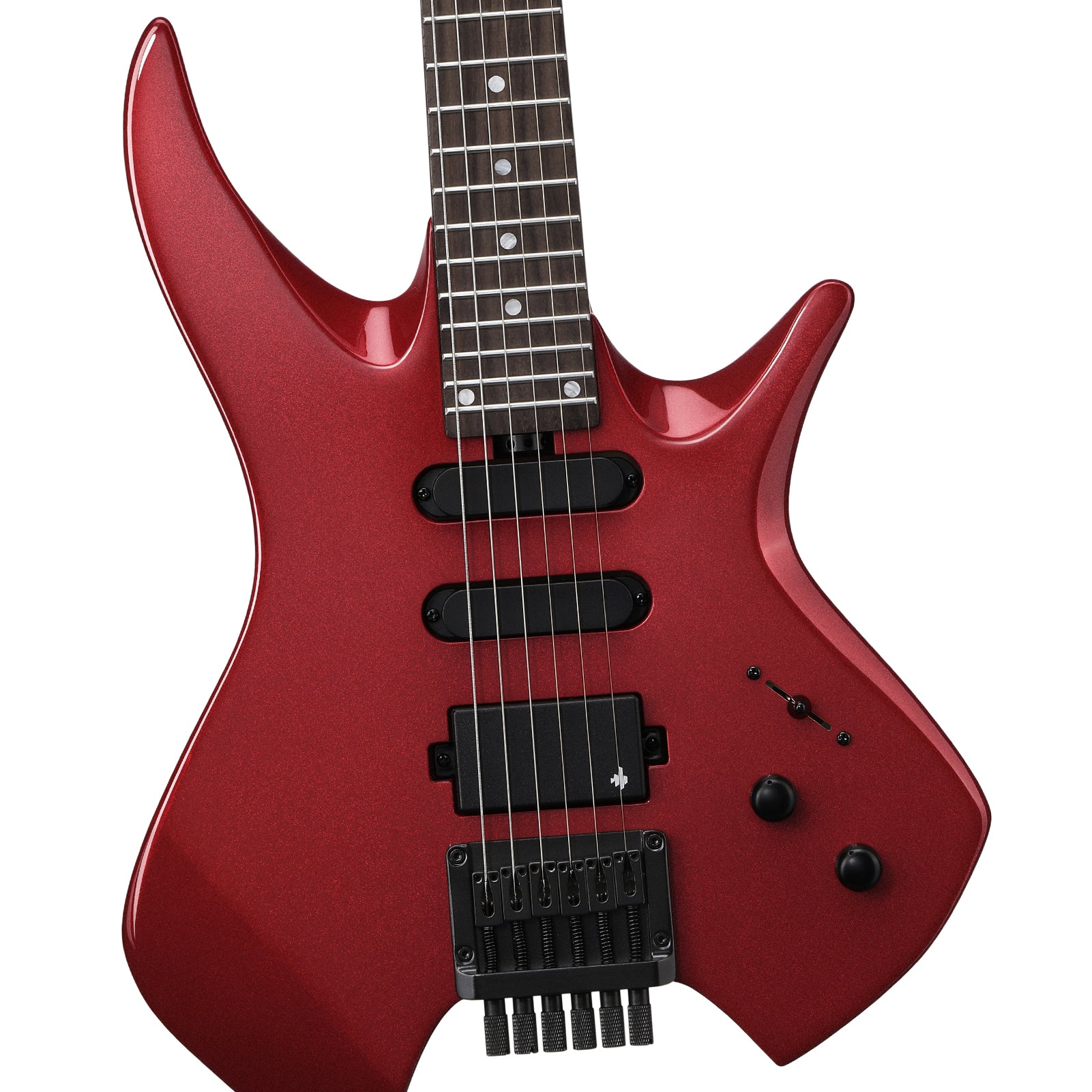 Donner HLX-500 Headless Electric Guitar-Metallic Red##