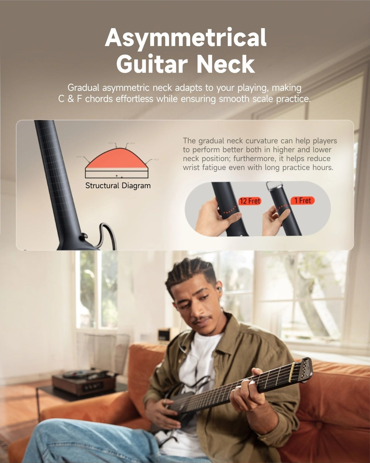 Donner HUSH I Acoustic-Electric Travel Guitar-GEN 1-Black##