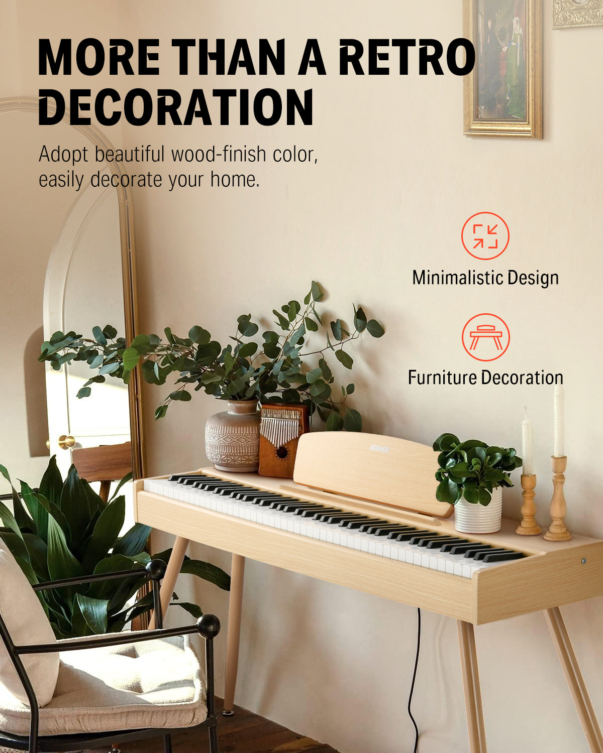 Donner DDP-80 88 Key Wooden Style Home Digital Piano with Weighted Keyboard
