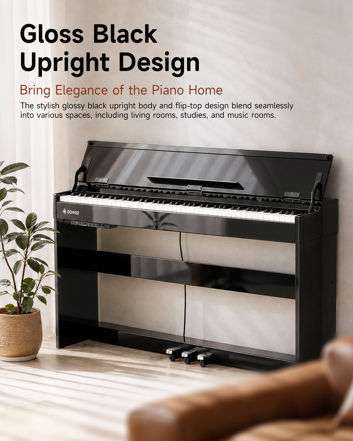 Donner DDP-75 Hammer Action Flip-Top Upright Digital Piano