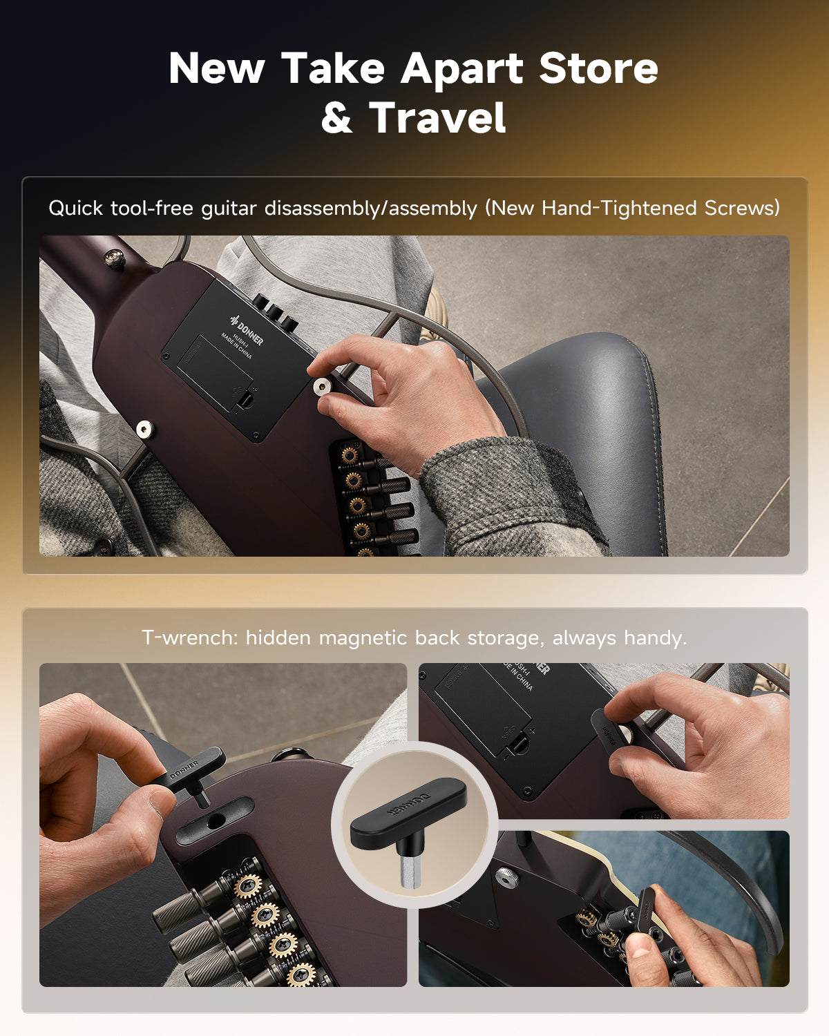 Donner HUSH™ I Acoustic-Electric Travel Guitar