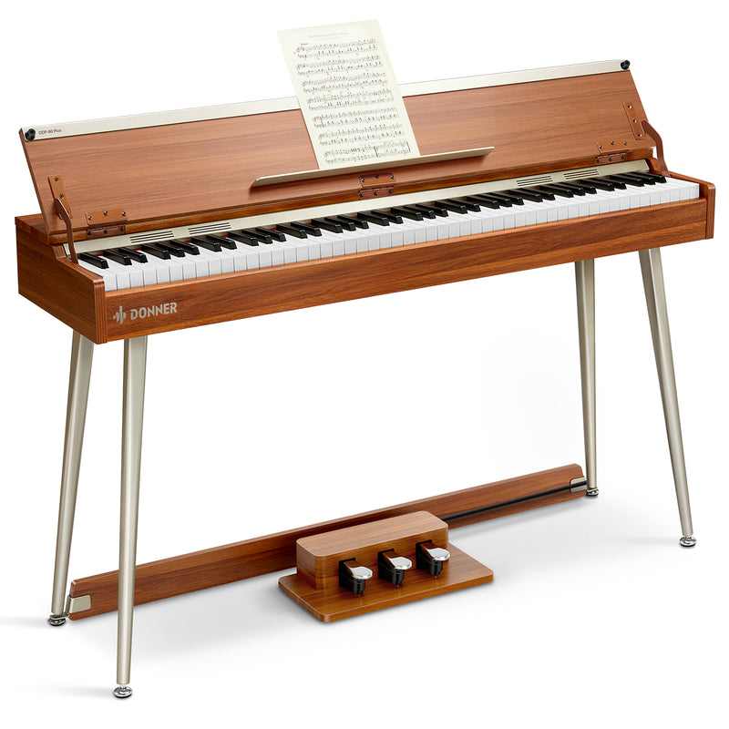 Donner DDP-80 PLUS 88 Key Weighted Wooden Upright Digital Piano with Semi-open Cover