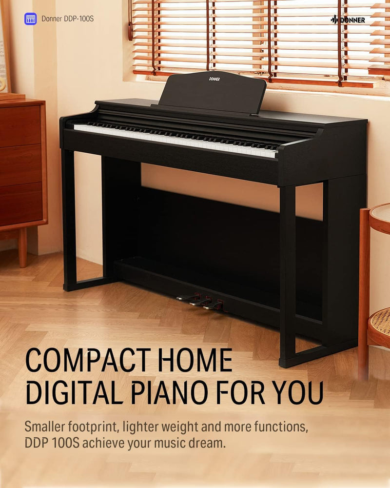 Donner DDP-100S Graded Hammer Action Weighted 88-Key Upright Digital Piano with 3 Pedal & Bench