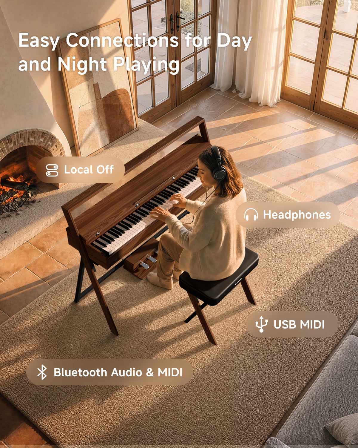 Donner OURA R300 Home Digital Piano-Walnut##