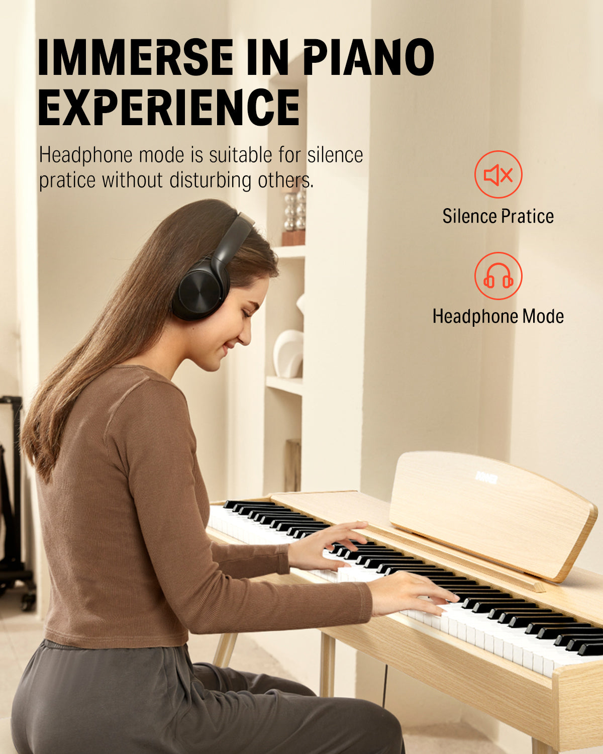 Donner DDP-80 88 Key Wooden Style Home Digital Piano with Weighted Keyboard