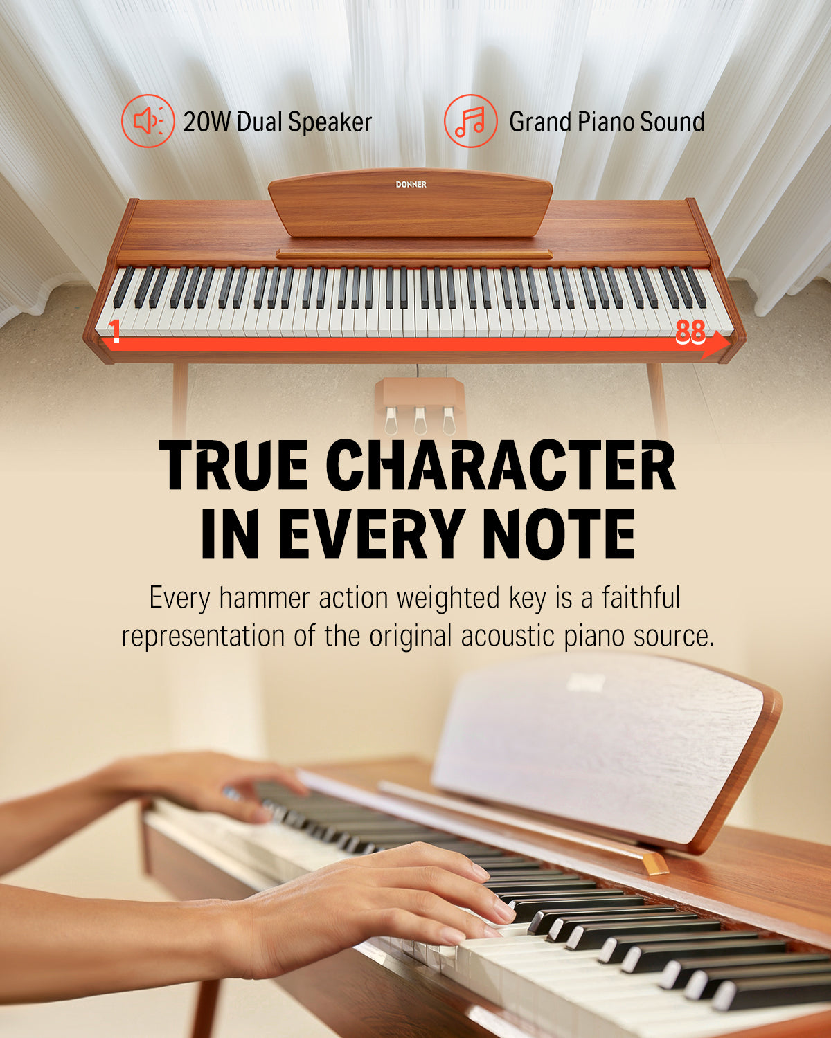 Donner DDP-80 Sound Upgraded Weighted Digital Piano