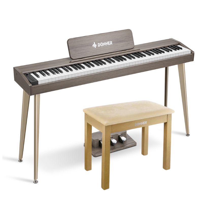 Donner DDP-60 88-Key Semi-Weighted Wooden Upright Digital Piano with 3-Pedal for Beginner