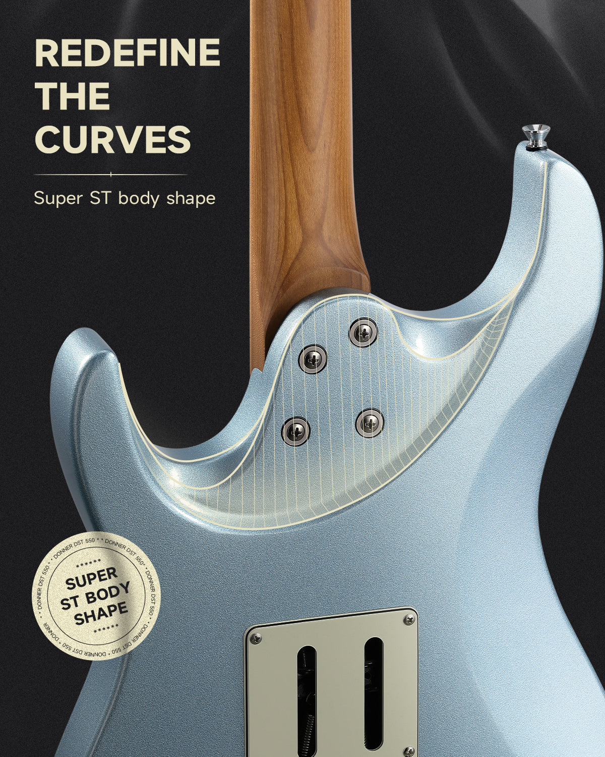 Donner DST-550 39-inch ST Electric Guitar HSS Pickup Solid Double-Cut Poplar Body-Blue##