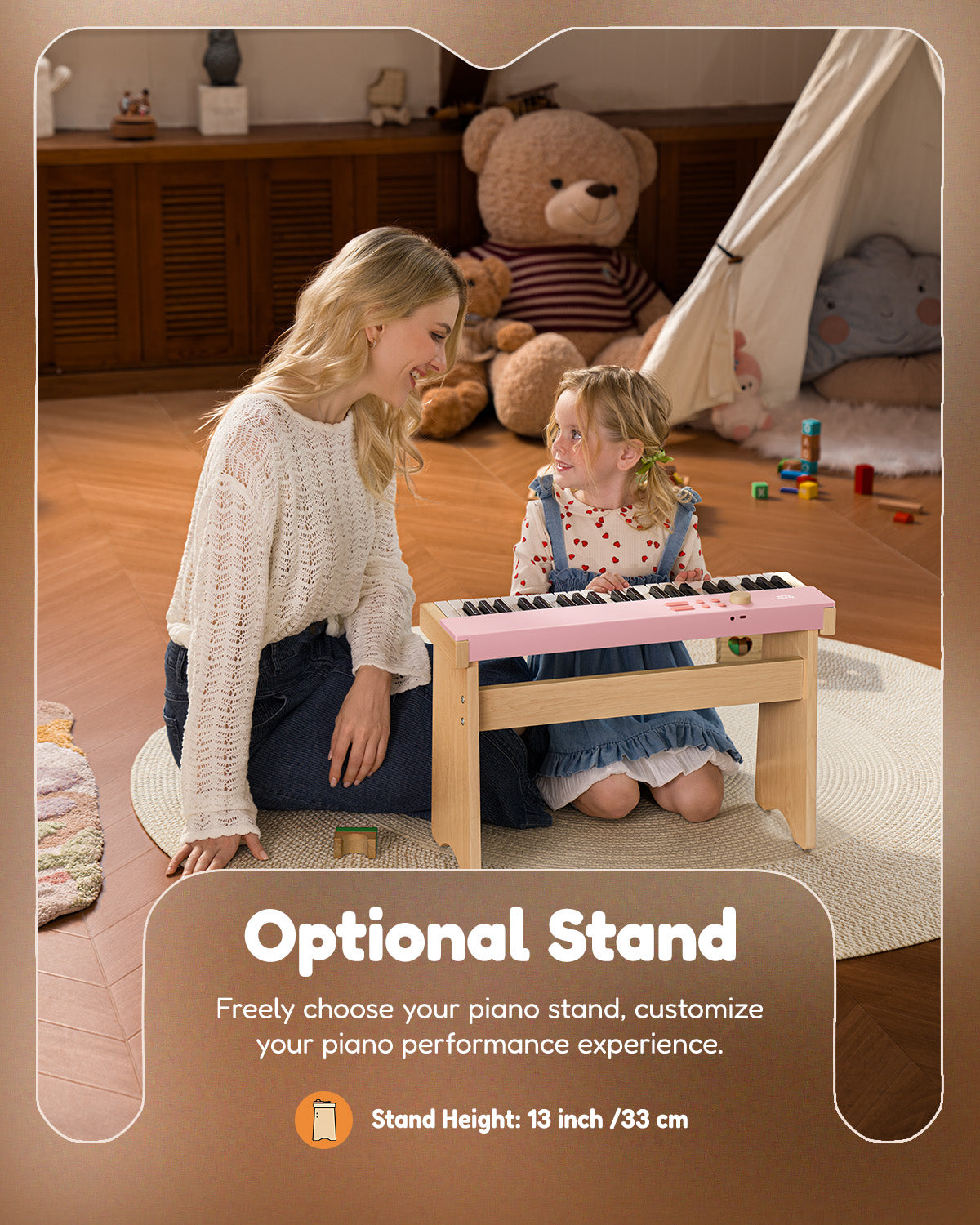 Eastar KIDO V-20 Mini 44 keys Digital Keyboard with Stand-Light Pink##