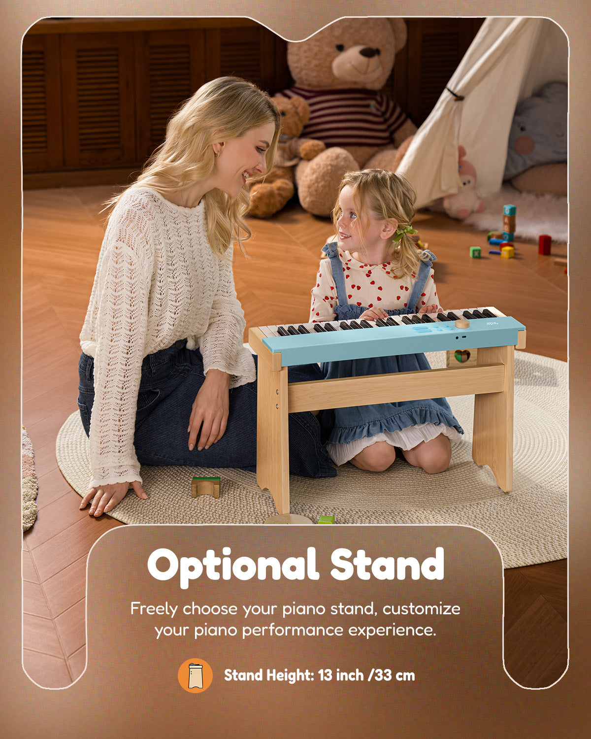 Eastar KIDO V-20 Mini 44 keys Digital Keyboard with Stand-Light Blue##