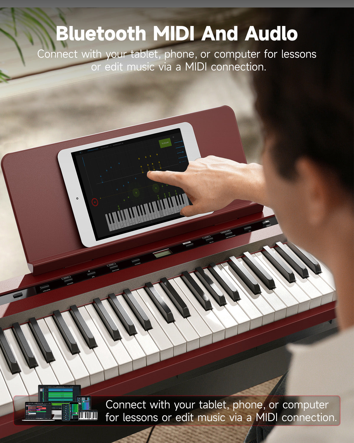 DEP-16 Portable Digital Piano-Piano with Stand RoseWood##